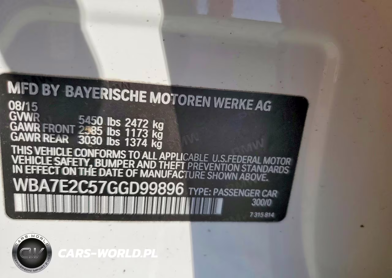2016 BMW 740 I VIN:WBA7E2C57GGD99896 - 12