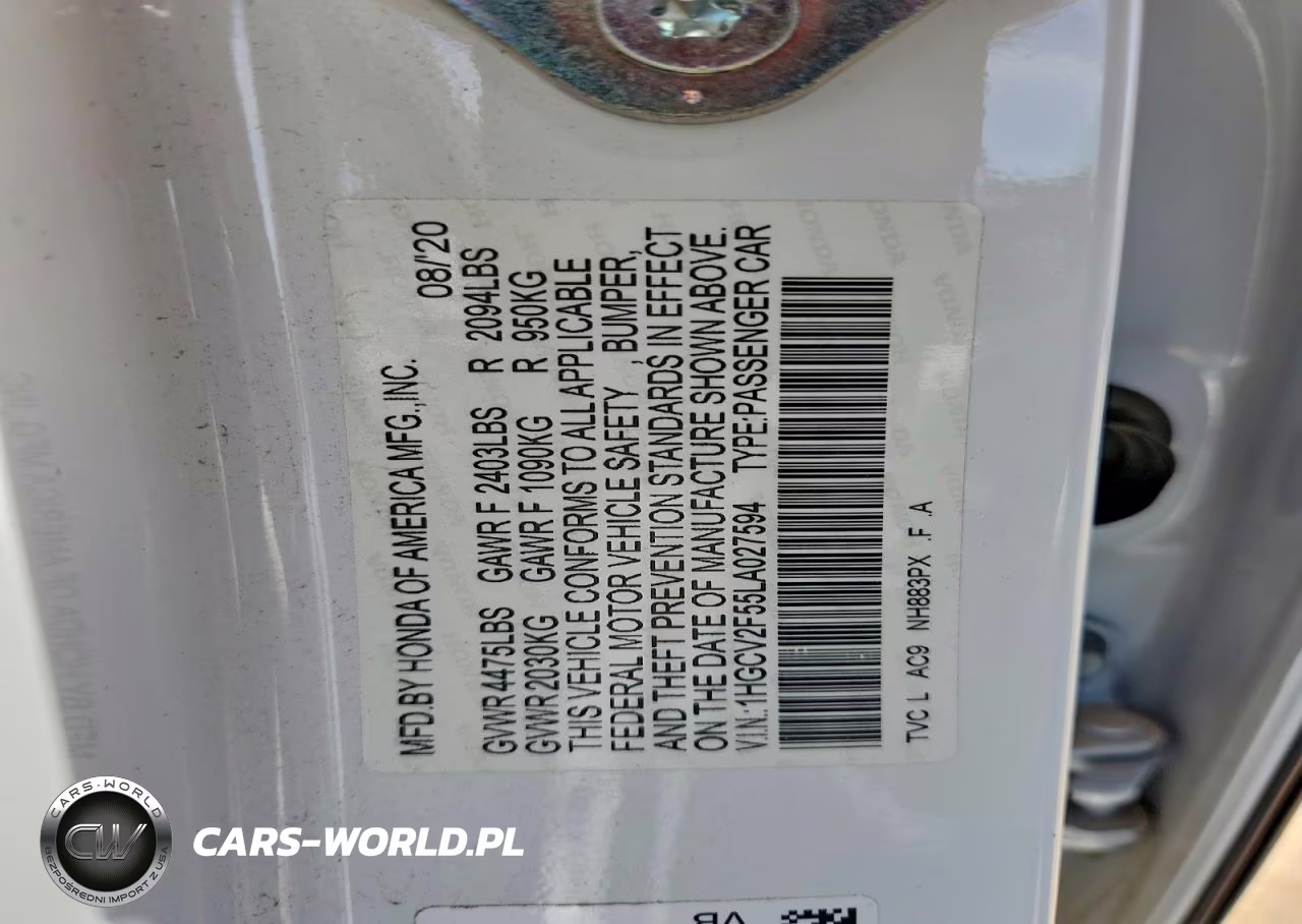 2020 Honda Accord Exi VIN:1HGCV2F55LA027594 - 12