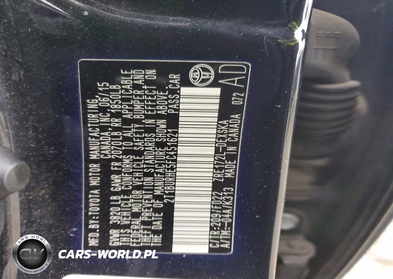 2015 Toyota Corolla S Plus VIN:2T1BURHE5FC451621 - 12