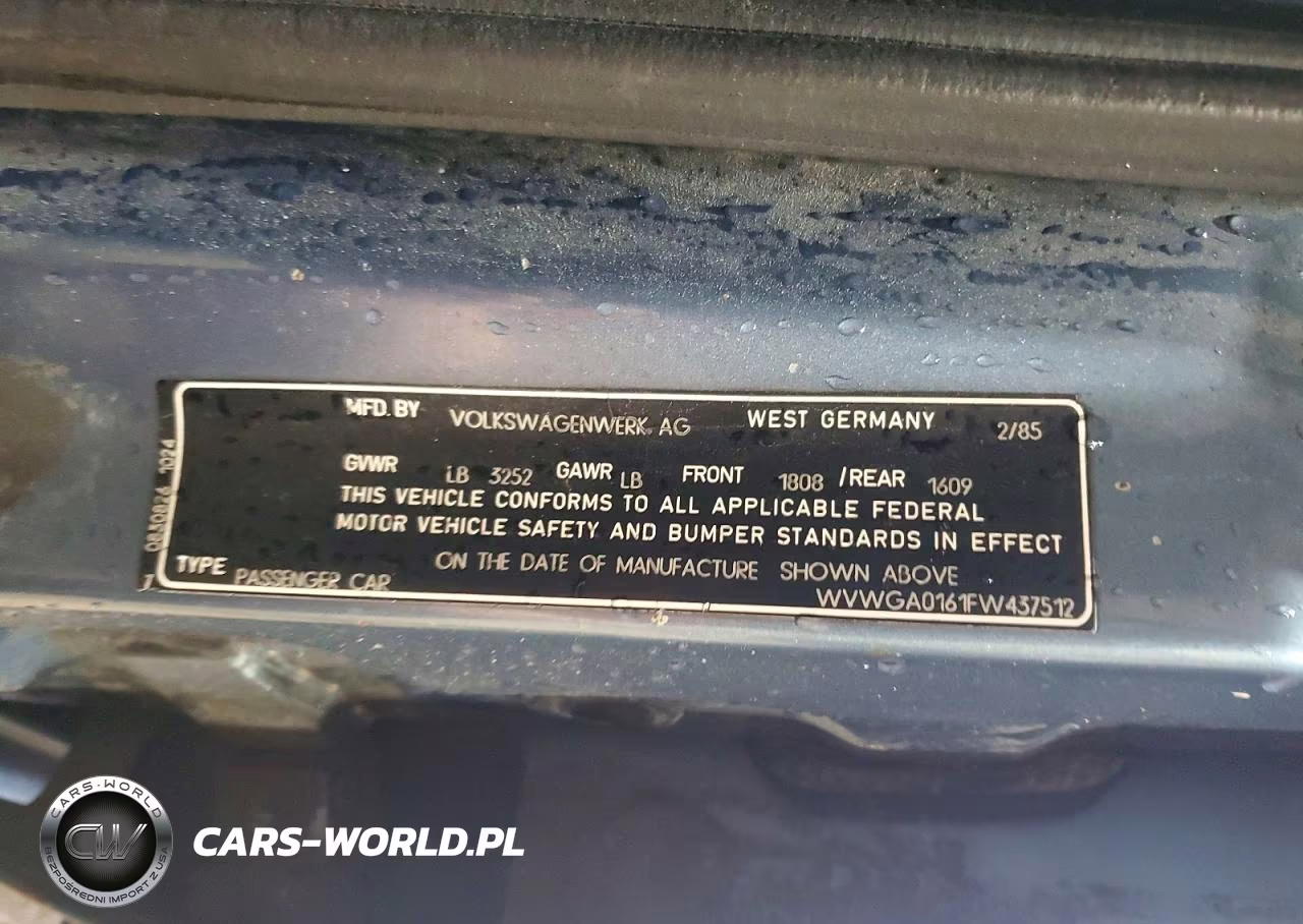 1985 Volkswagen Jetta Deluxe VIN:WVWGA0161FW437512 - 13