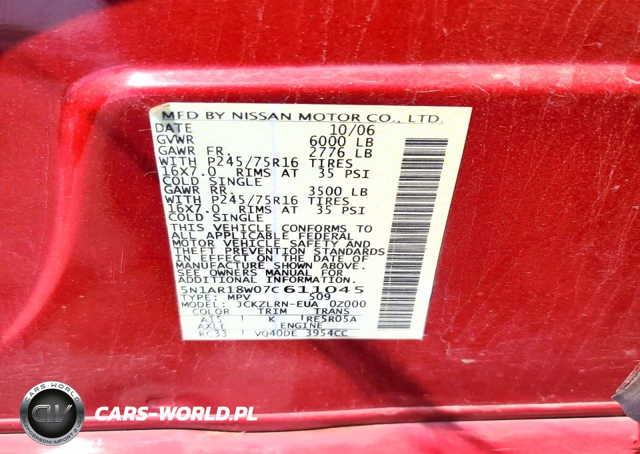 2007 Nissan Pathfinder S VIN:5N1AR18W07C611045 - 14