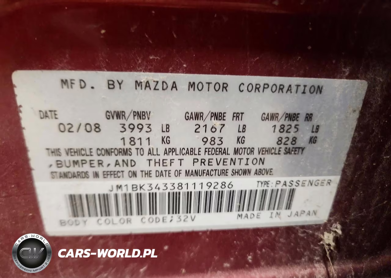 2008 Mazda 3 Hatchback VIN:JM1BK343381119286 - 12