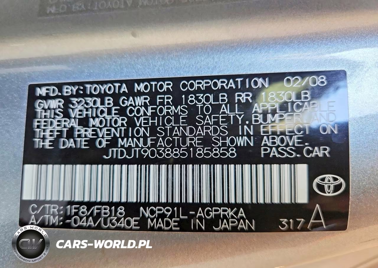2008 Toyota Yaris Base VIN:JTDJT903885185858 - 12