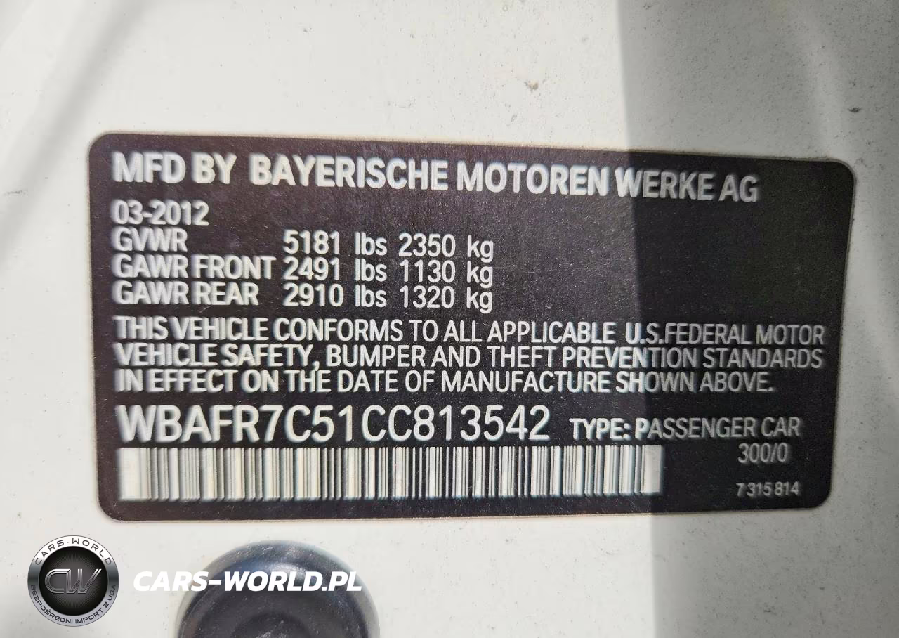 2012 BMW 535 I VIN:WBAFR7C51CC813542 - 12