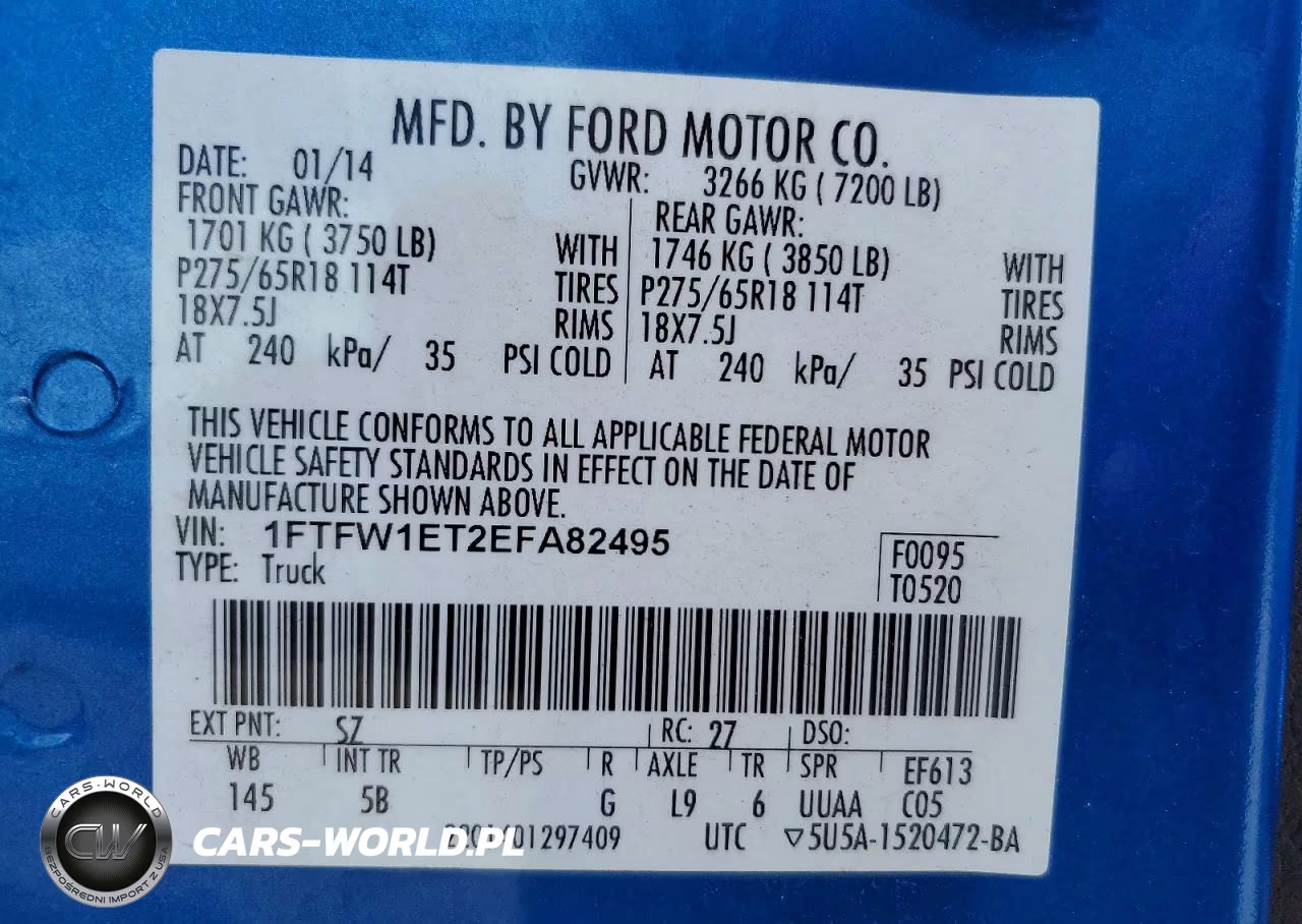 2014 Ford F150 Supercrew VIN:1FTFW1ET2EFA82495 - 12