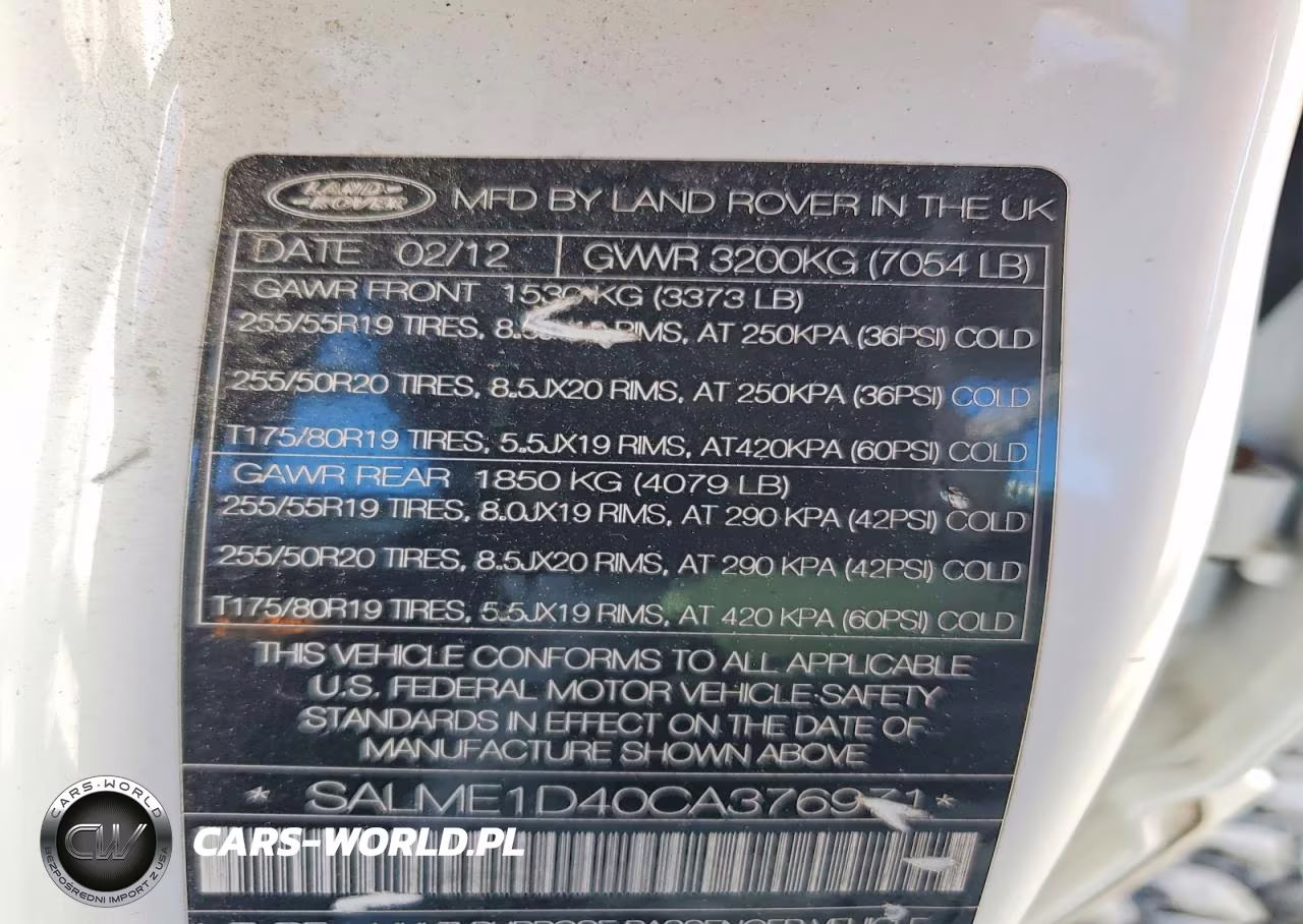 2012 Land Rover Range Rover Hse VIN:SALME1D40CA376971 - 13