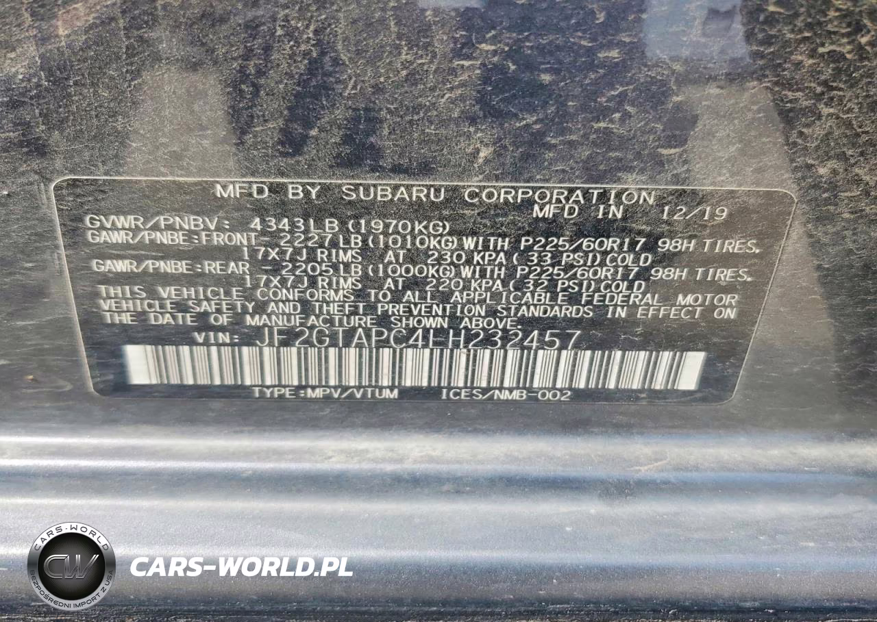2020 Subaru Crosstrek Premium VIN:JF2GTAPC4LH232457 - 13