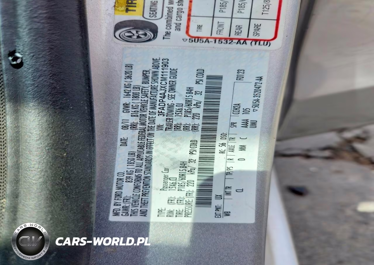2012 Ford Fiesta S VIN:3FADP4AJXCM111903 - 12