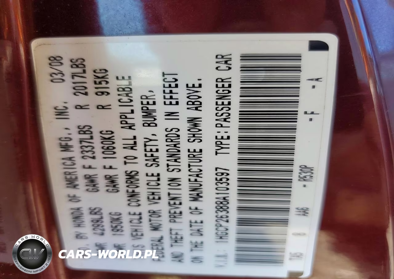 HONDA ACCORD VIN:1HGCP26388A103597 - 12