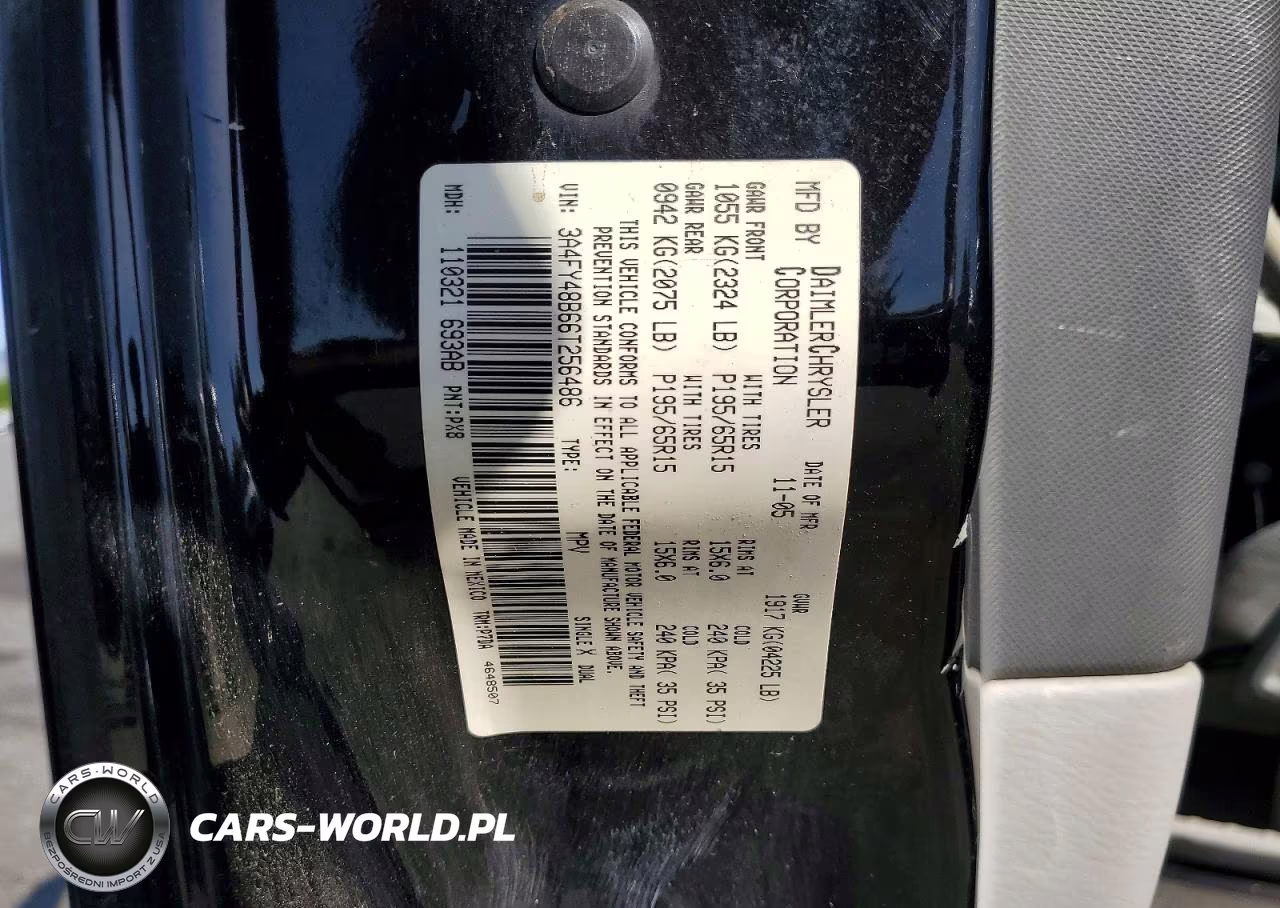 2006 Chrysler Pt Cruiser VIN:3A4FY48B66T256486 - 13