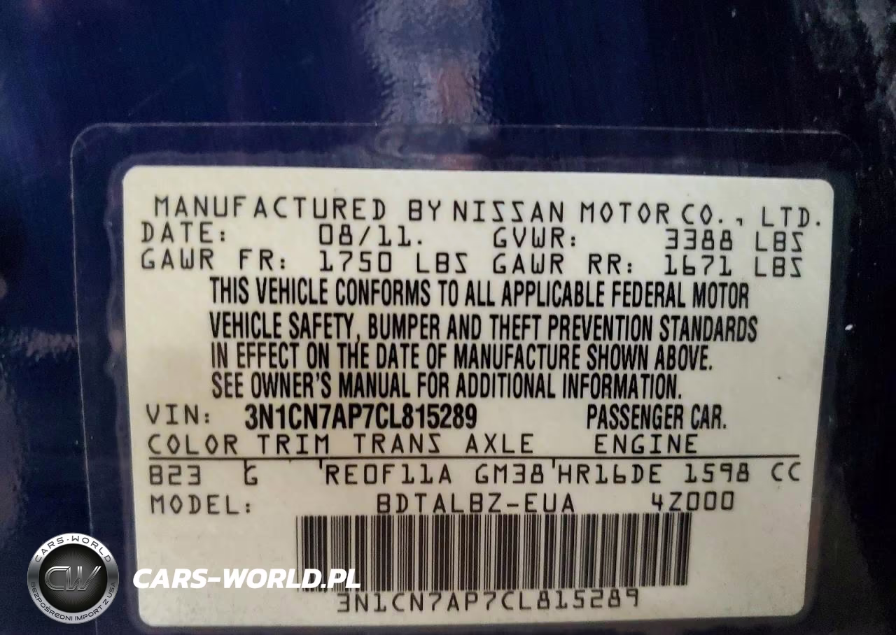 2012 Nissan Versa 1.6 S VIN:3N1CN7AP7CL815289 - 12