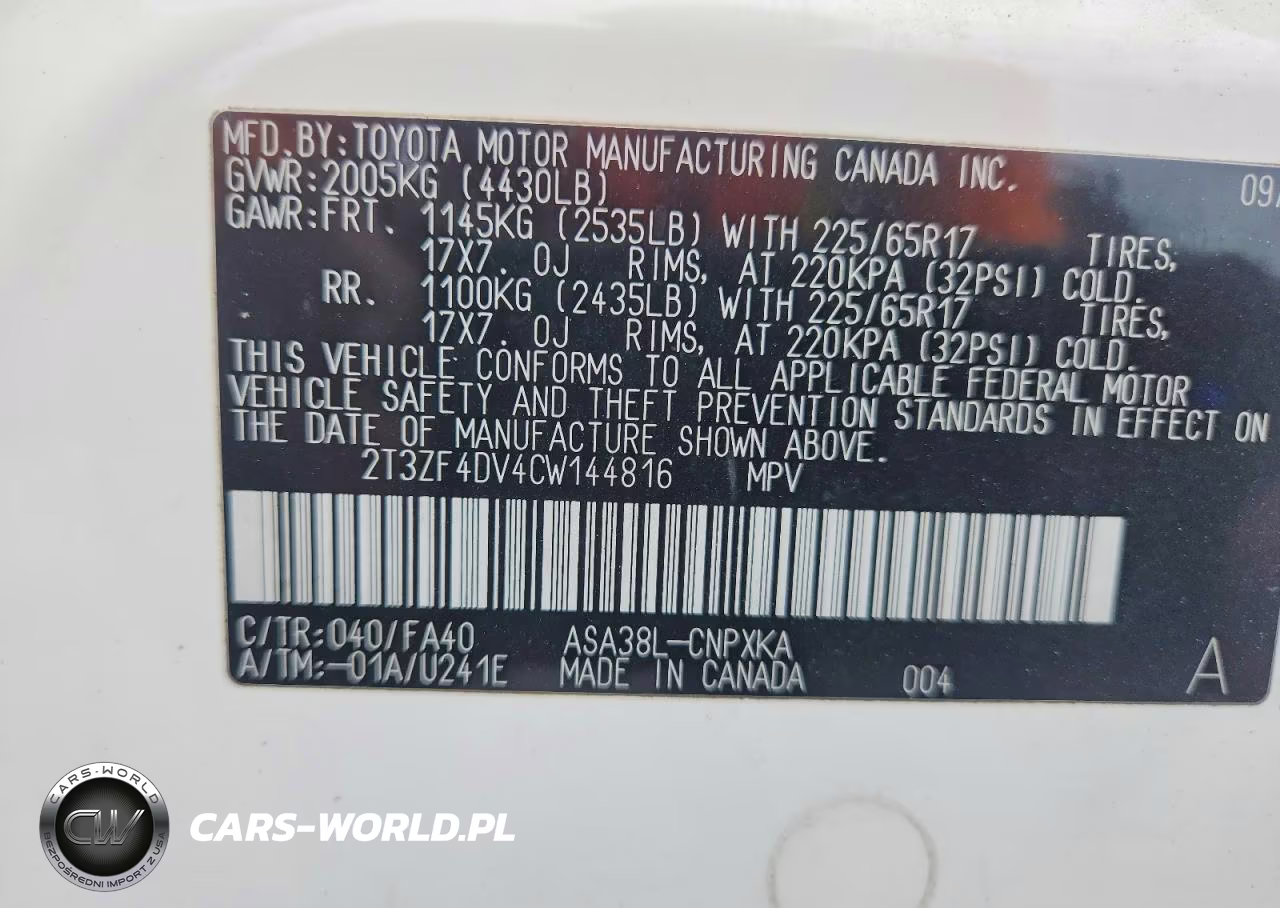 2012 Toyota Rav4 Base VIN:2T3ZF4DV4CW144816 - 13