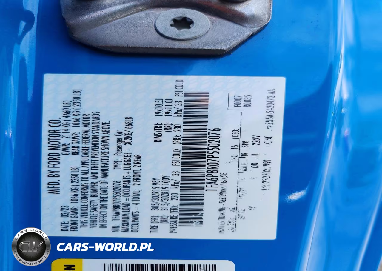 2023 Ford Mustang Mach I VIN:1FA6P8R07P5502076 - 12