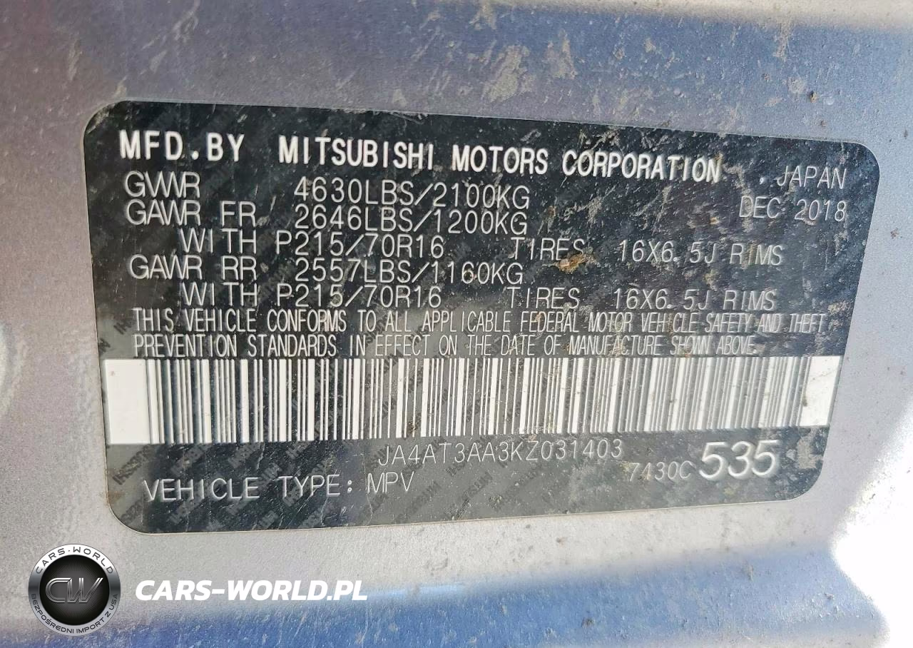 2019 Mitsubishi Eclipse Cross Es VIN:JA4AT3AA3KZ031403 - 14