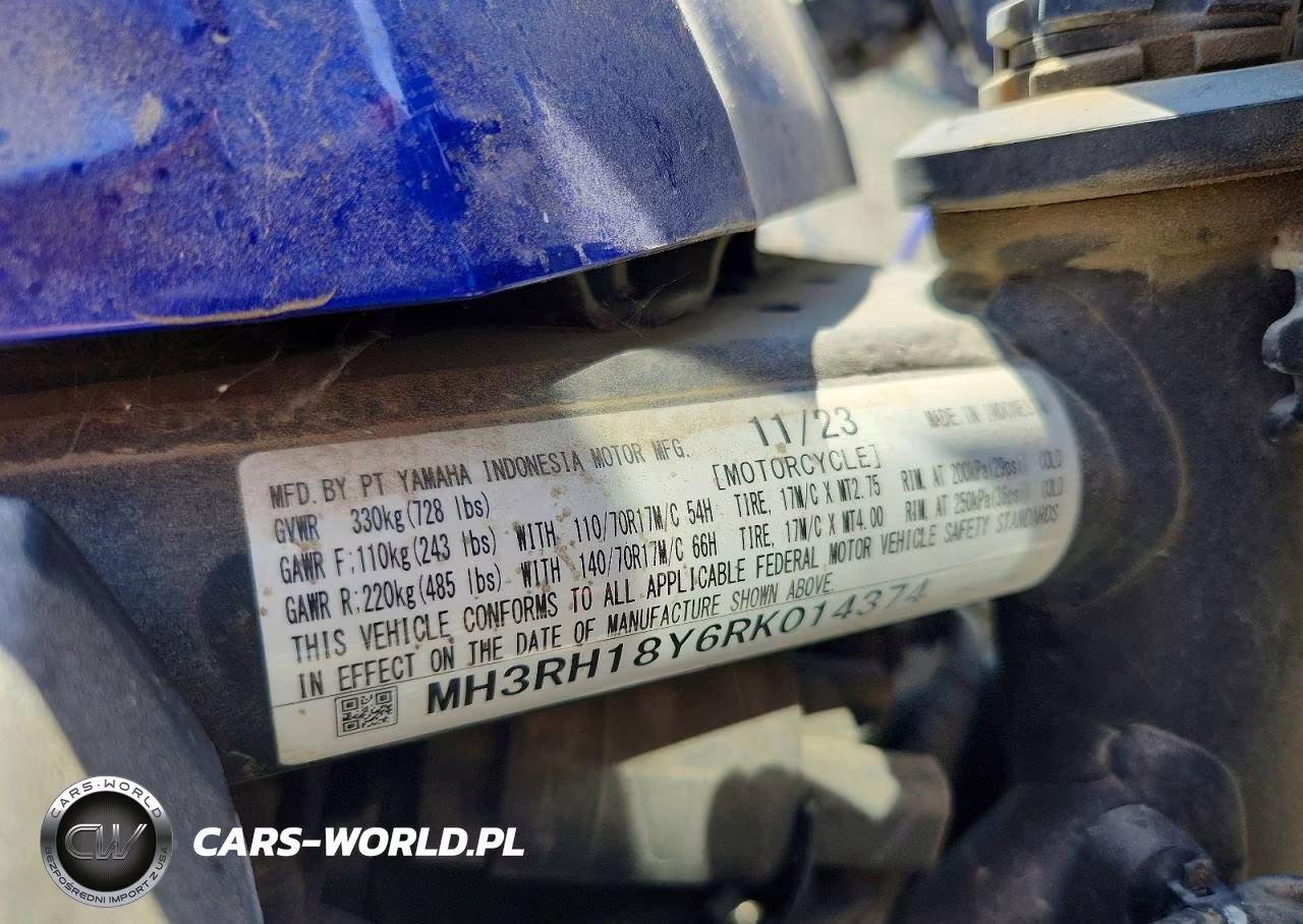 2024 Yamaha Yzfr3 A VIN:MH3RH18Y6RK014374 - 9