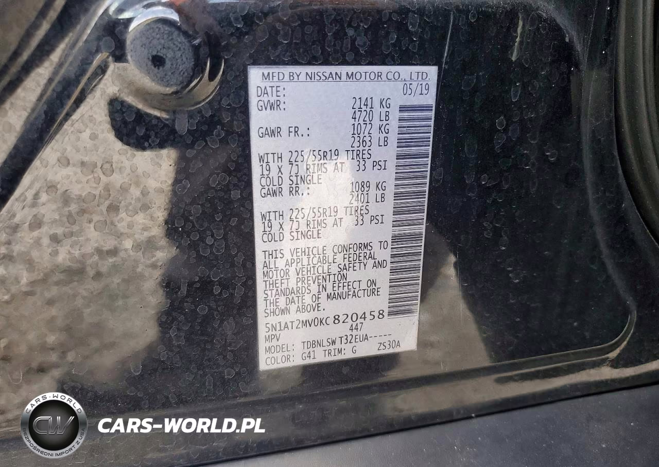 2019 Nissan Rogue Sl VIN:5N1AT2MV0KC820458 - 12