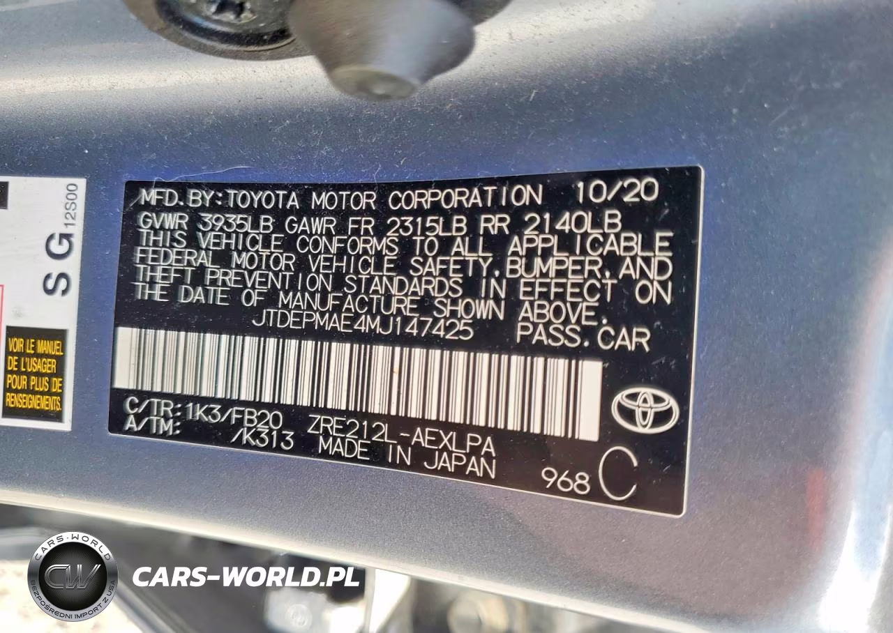 2021 Toyota Corolla Le VIN:JTDEPMAE4MJ147425 - 12