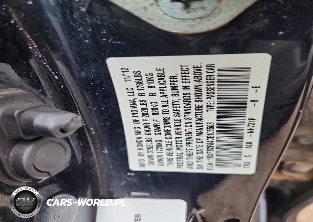 2012 Honda Civic Ex VIN:19XFB2F84CE106508 - 12