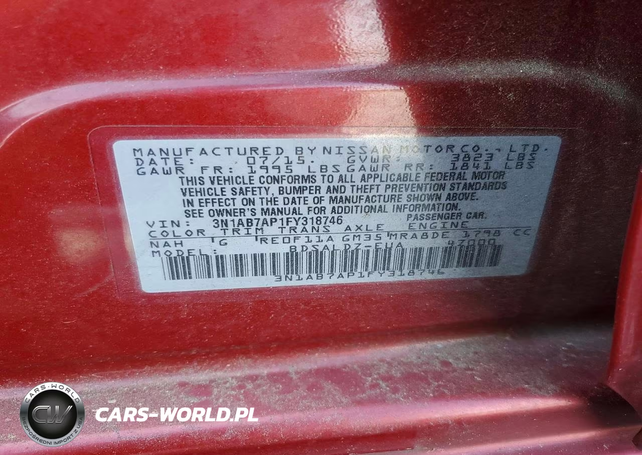 2015 Nissan Sentra Sv VIN:3N1AB7AP1FY318746 - 12