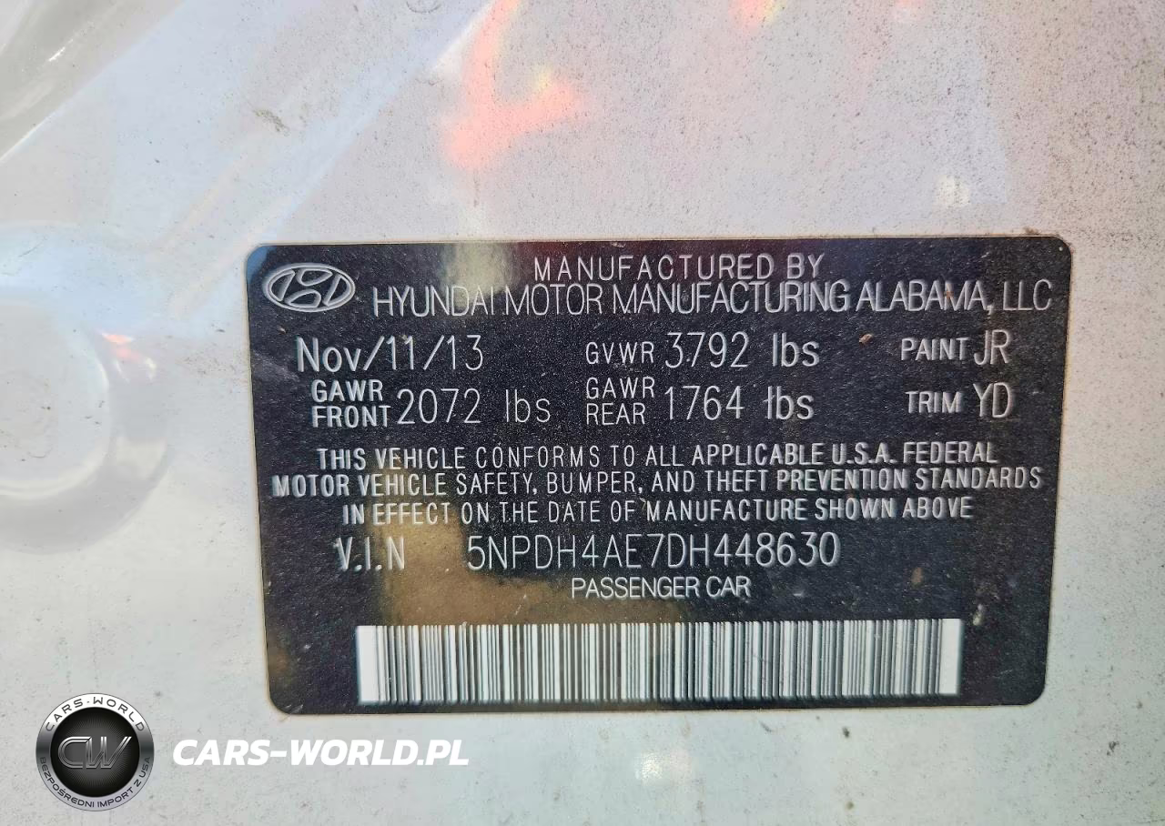 2013 Hyundai Elantra Gls VIN:5NPDH4AE7DH448630 - 12