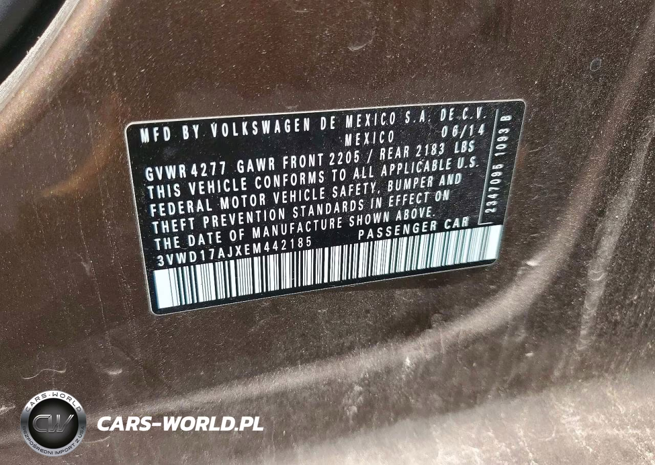 2014 Volkswagen Jetta Se VIN:3VWD17AJXEM442185 - 12