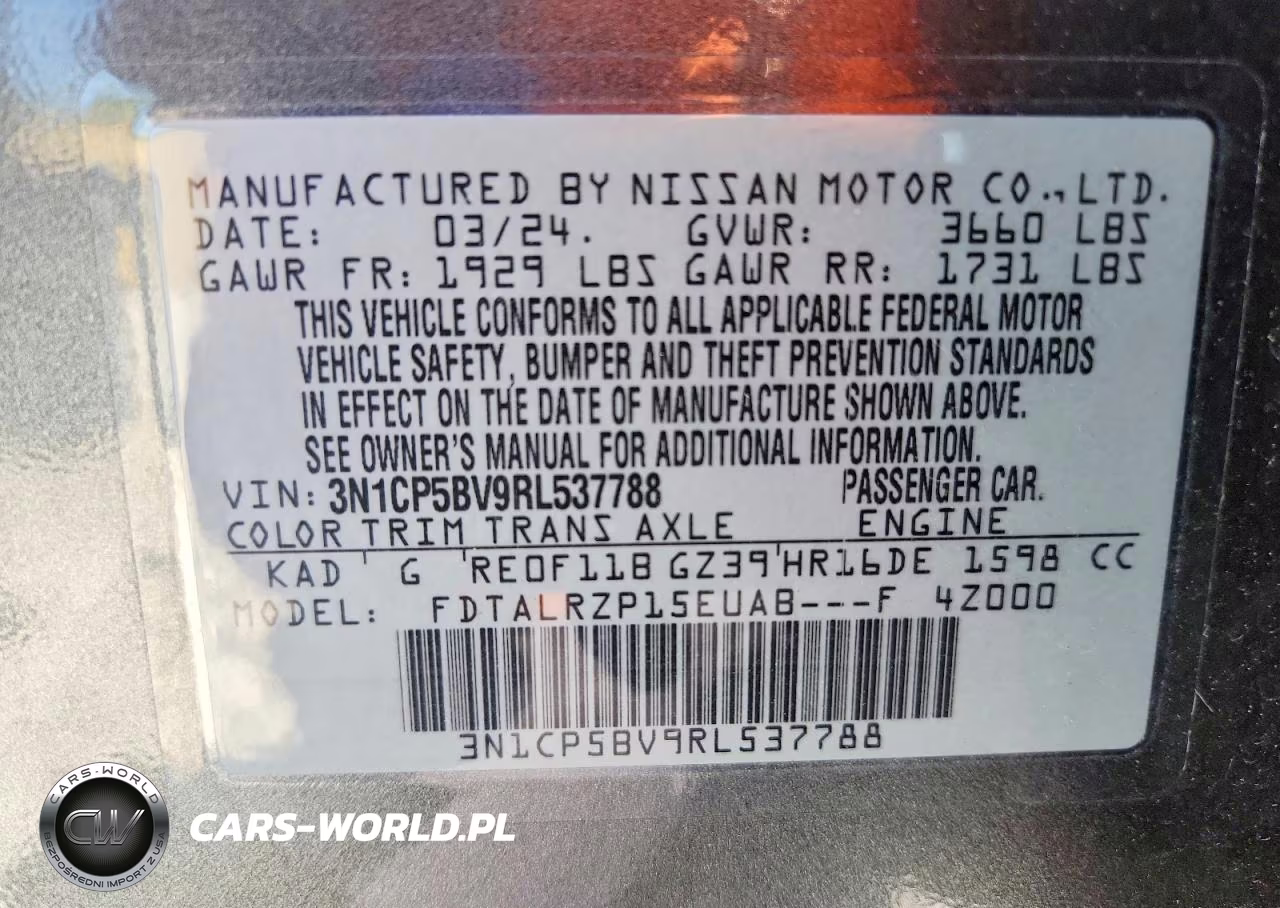 2024 Nissan Kicks S VIN:3N1CP5BV9RL537788 - 14
