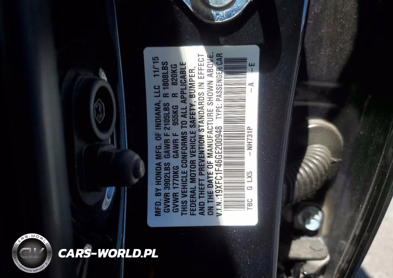 2016 Honda Civic Ex VIN:19XFC1F46GE200948 - 13