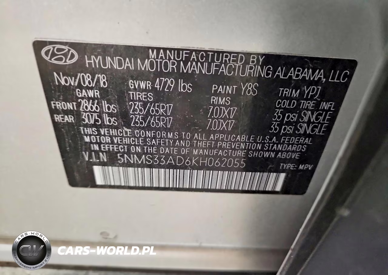 2019 Hyundai Santa Fe Sel 2.4L VIN:5NMS33AD6KH062055 - 13