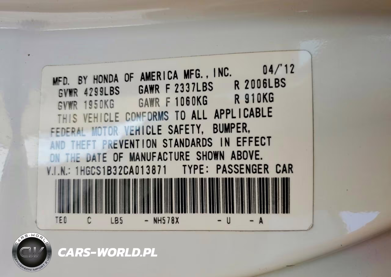 2012 Honda Accord Lx VIN:1HGCS1B32CA013871 - 12