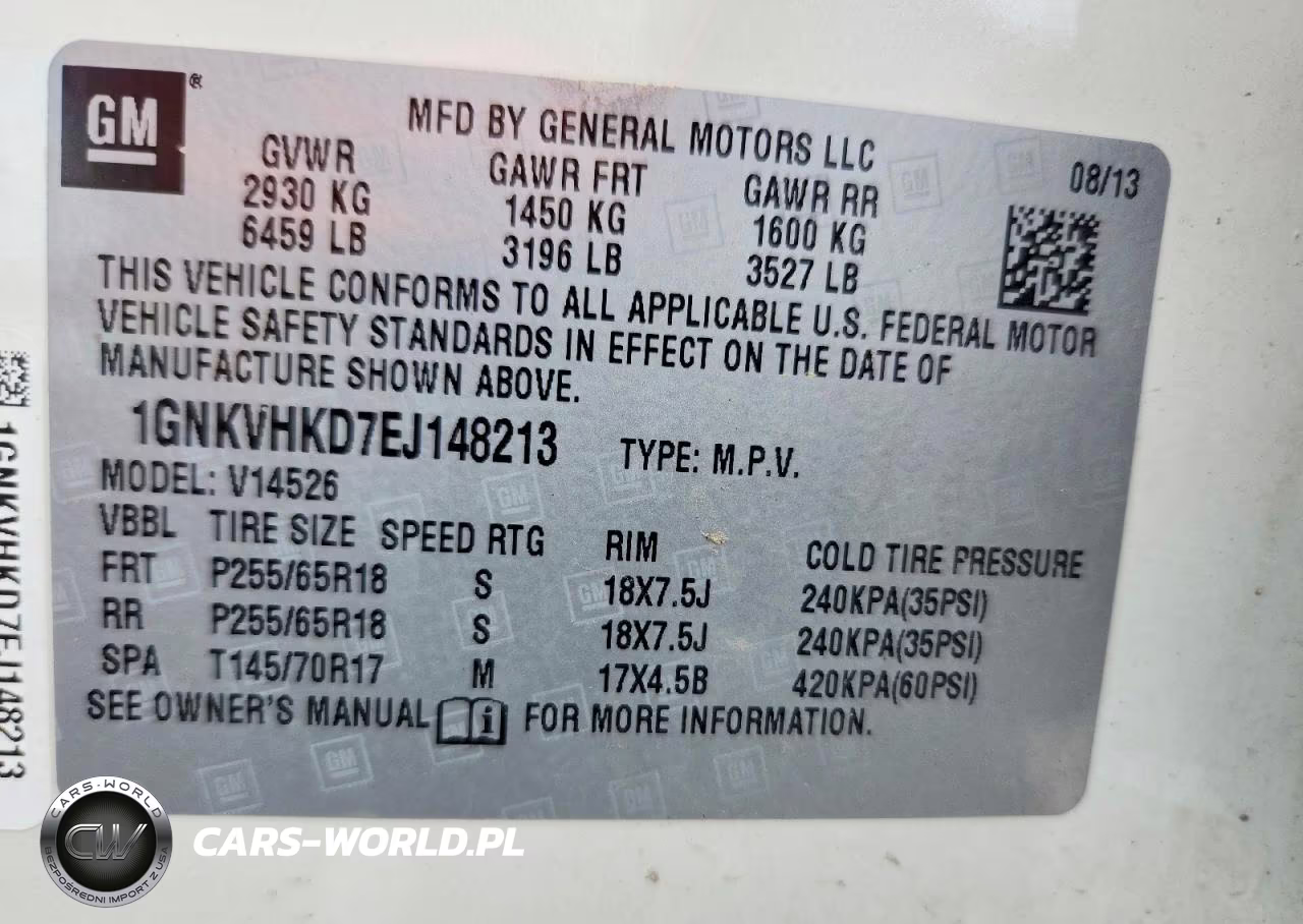 2014 Chevrolet Traverse Lt VIN:1GNKVHKD7EJ148213 - 13