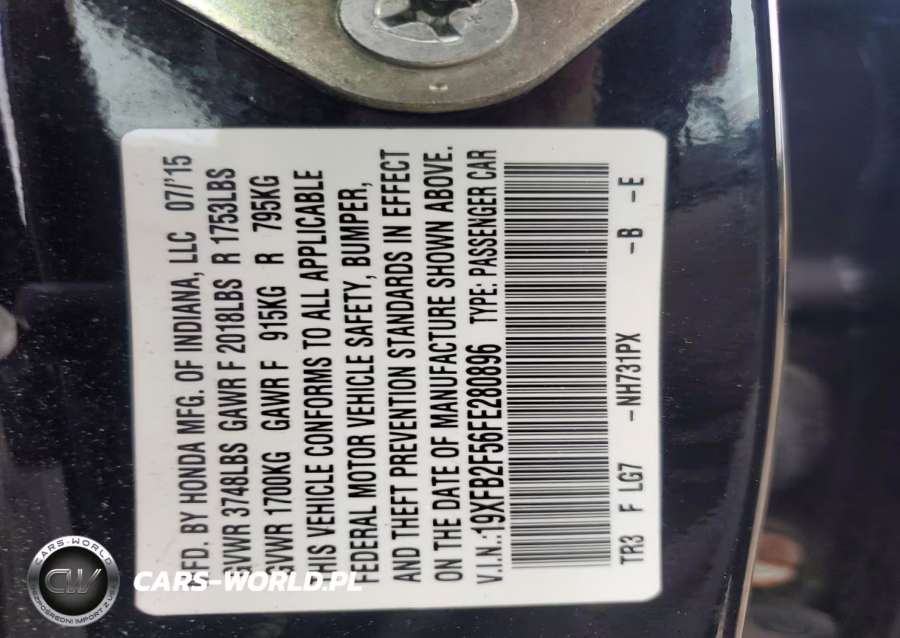 2015 Honda Civic Lx VIN:19XFB2F56FE280896 - 12