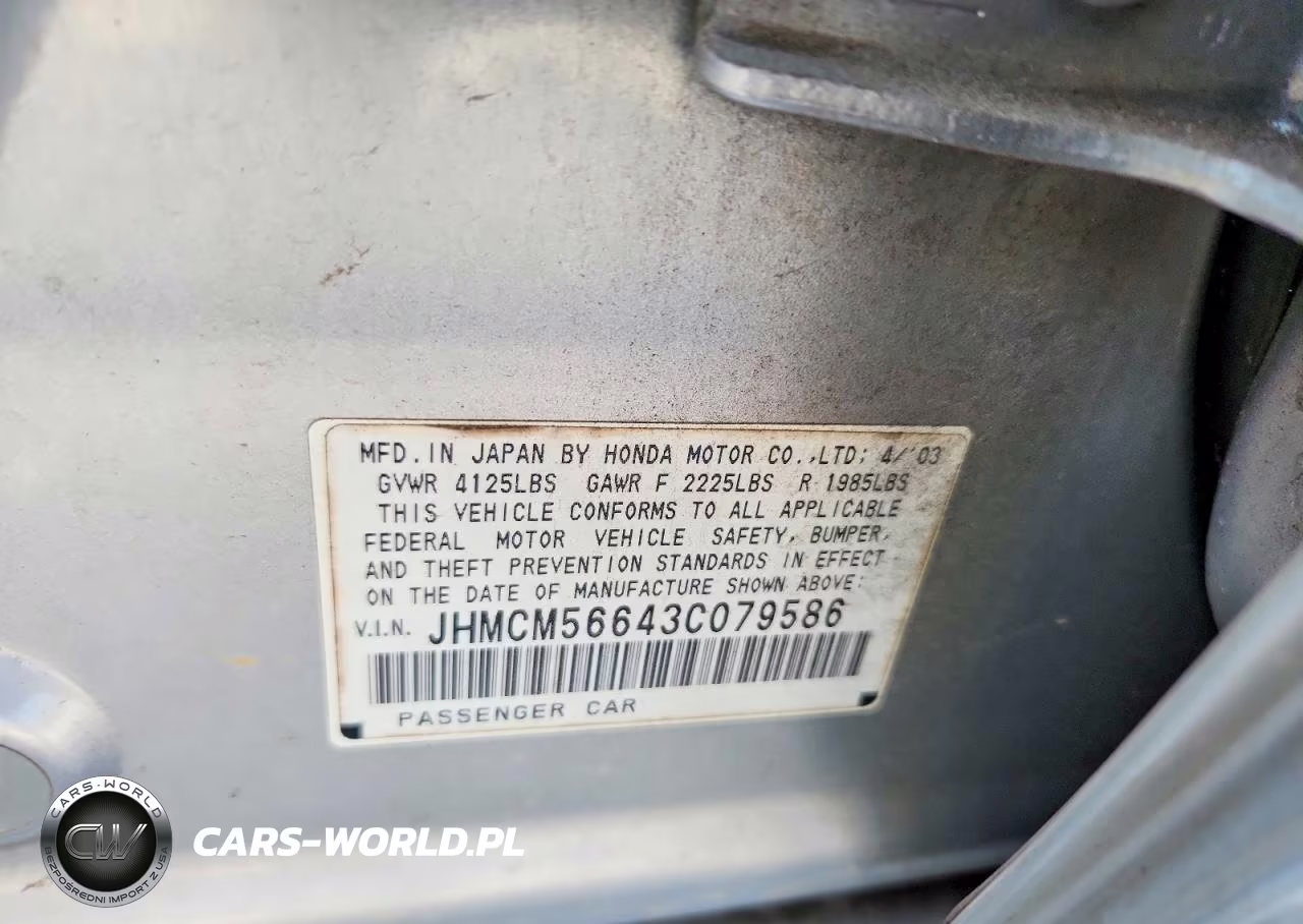 2003 Honda Accord Ex VIN:JHMCM56643C079586 - 12