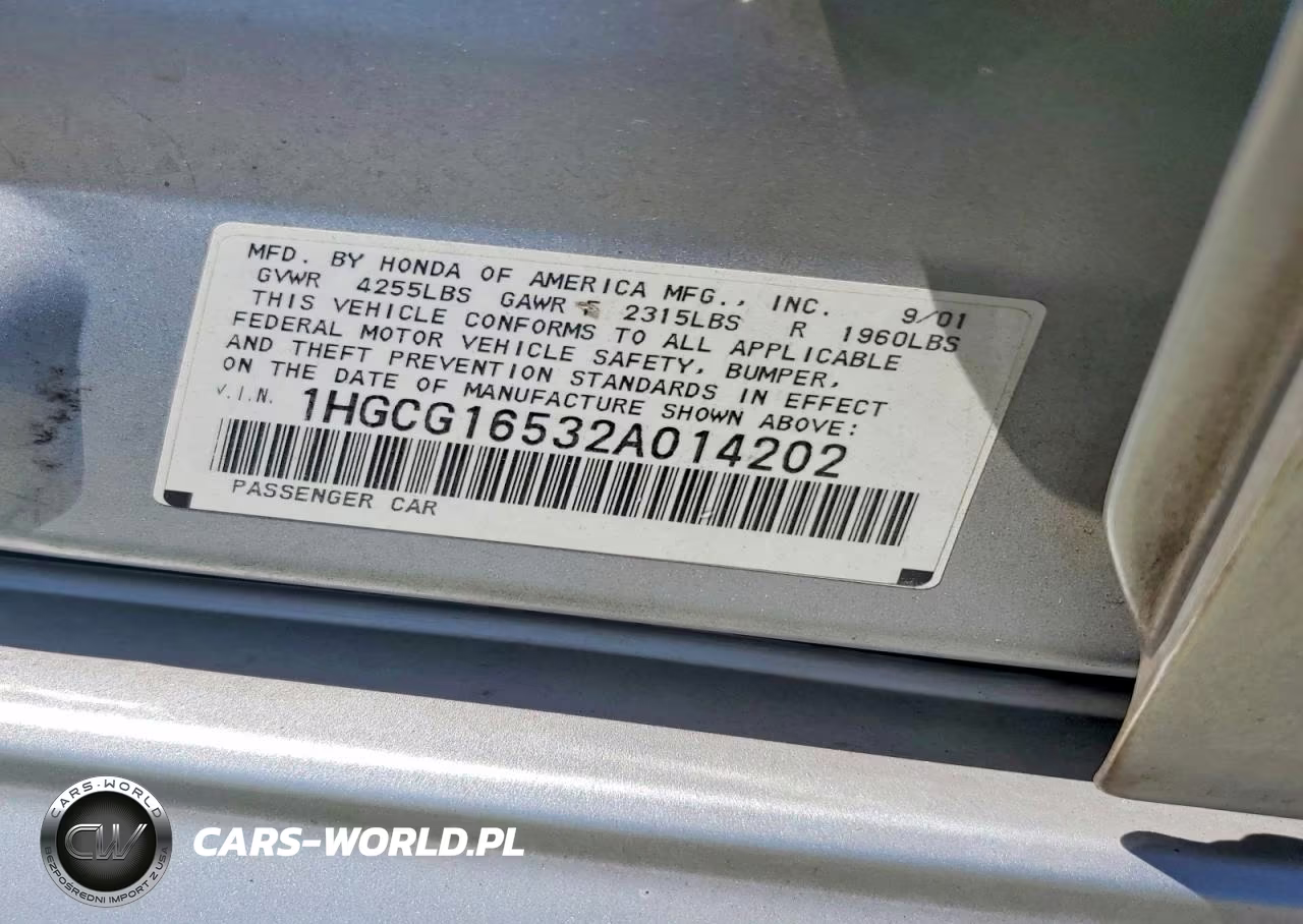 2002 Honda Accord Ex VIN:1HGCG16532A014202 - 12