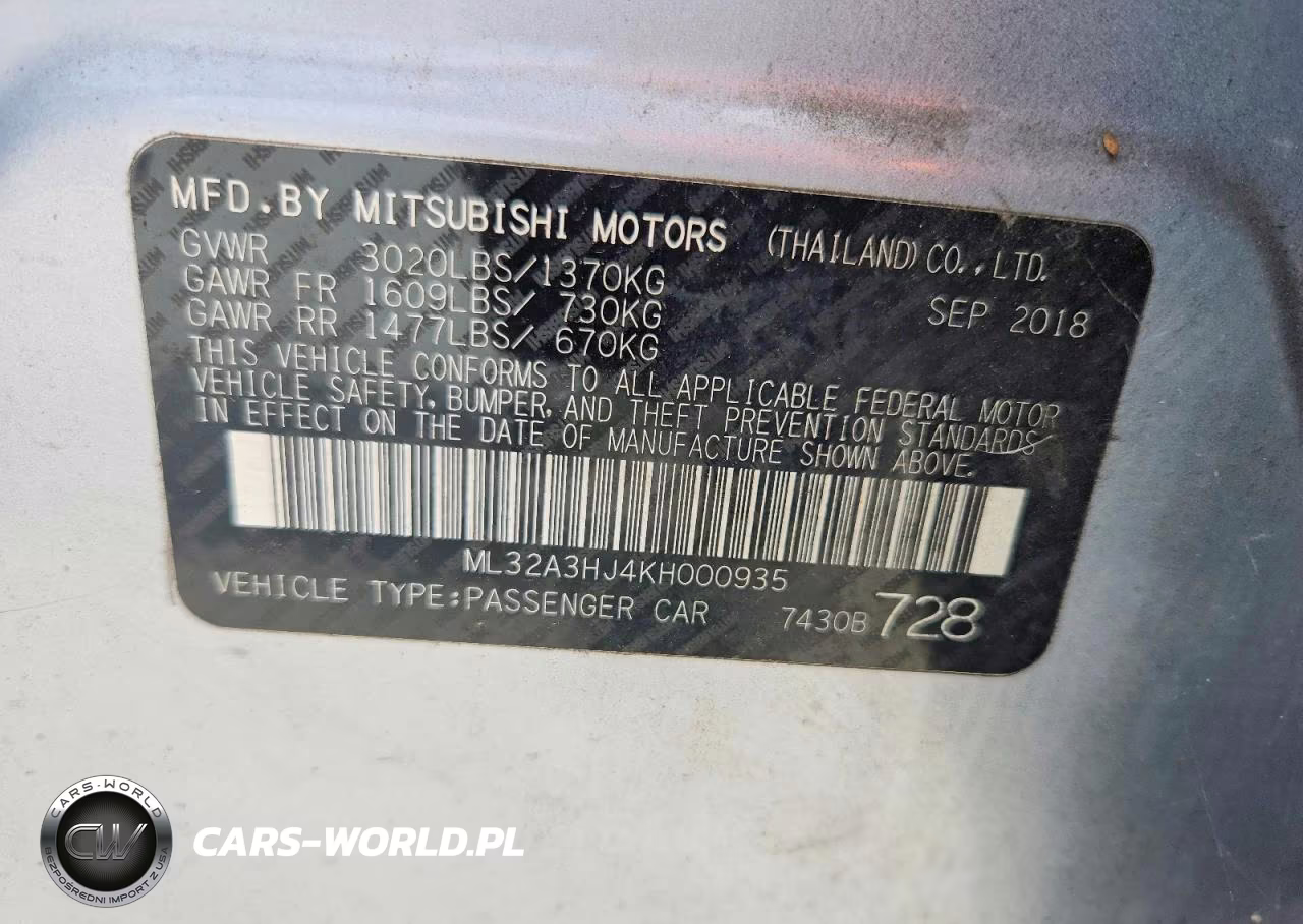 2019 Mitsubishi Mirage Es VIN:ML32A3HJ4KH000935 - 13