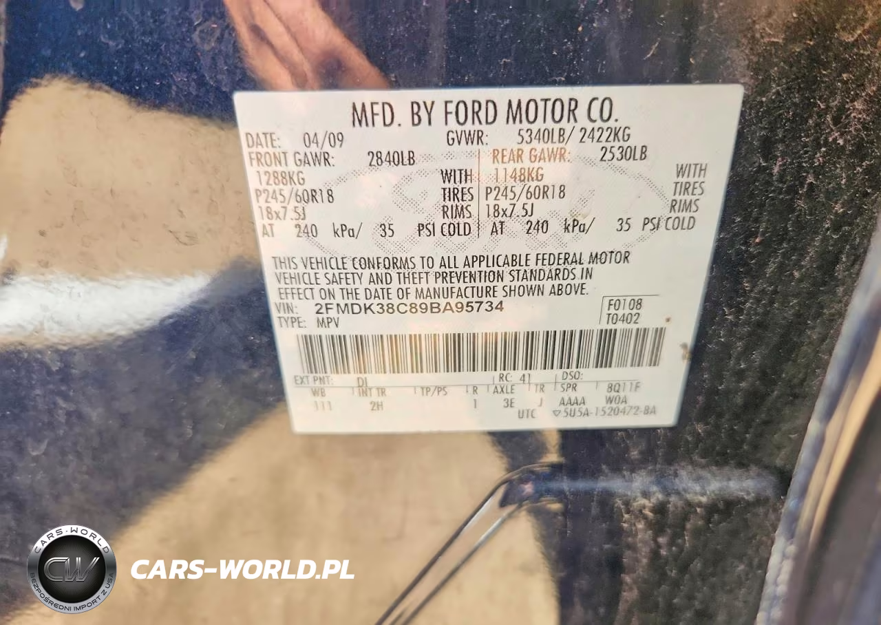 2009 Ford Edge Sel VIN:2FMDK38C89BA95734 - 12