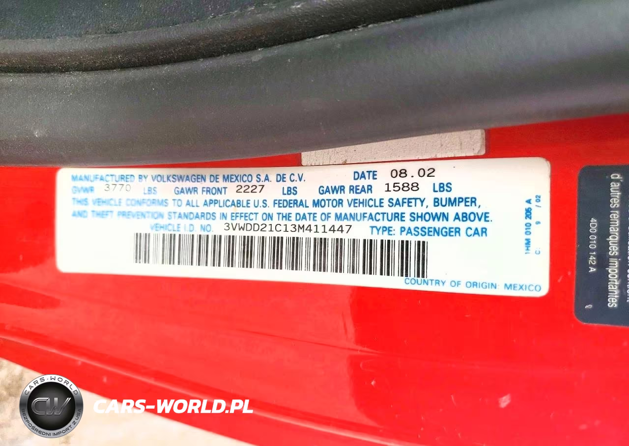 2003 Volkswagen Beetle VIN:3VWDD21C13M411447 - 12