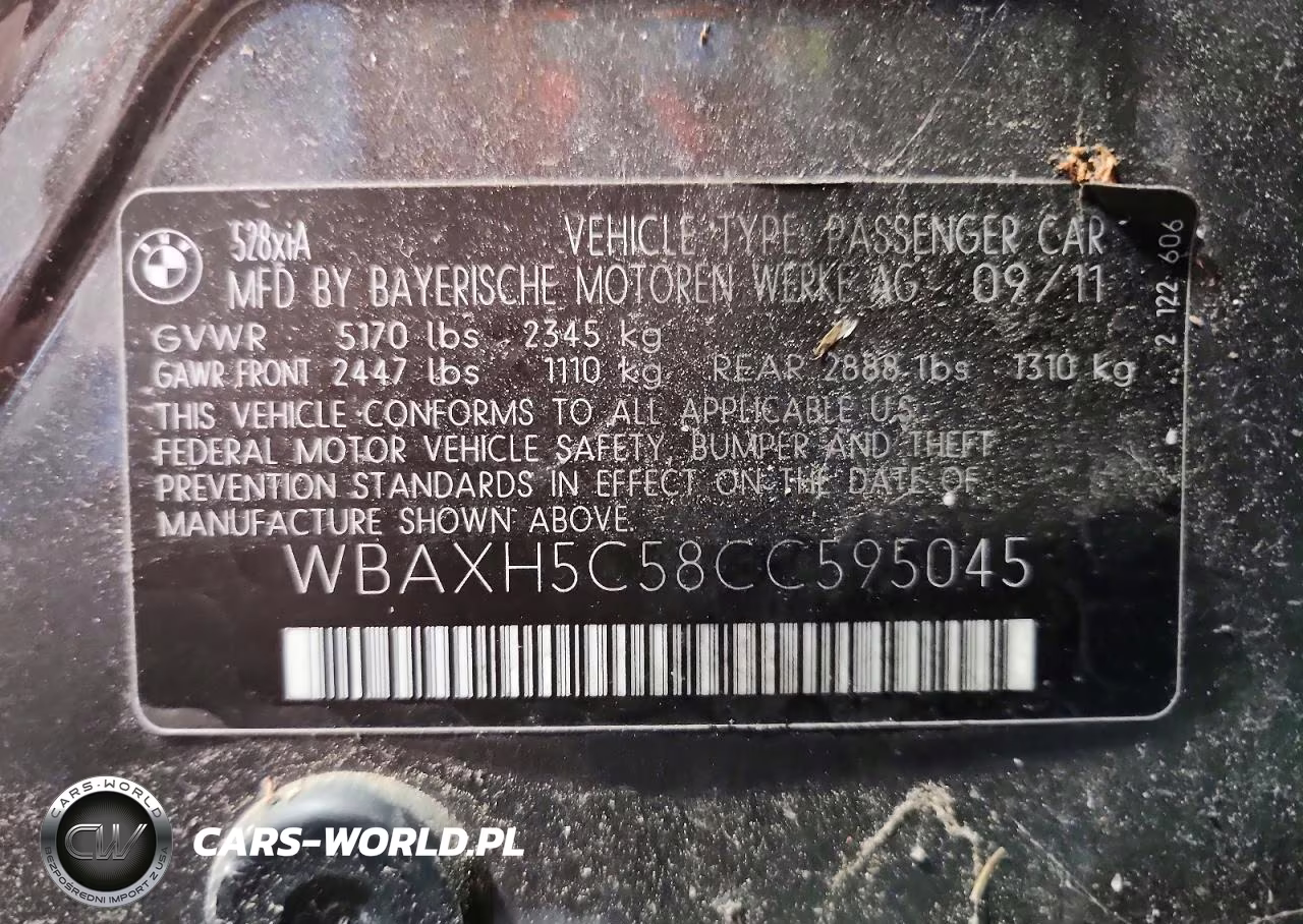 2012 BMW 528 Xi VIN:WBAXH5C58CC595045 - 12