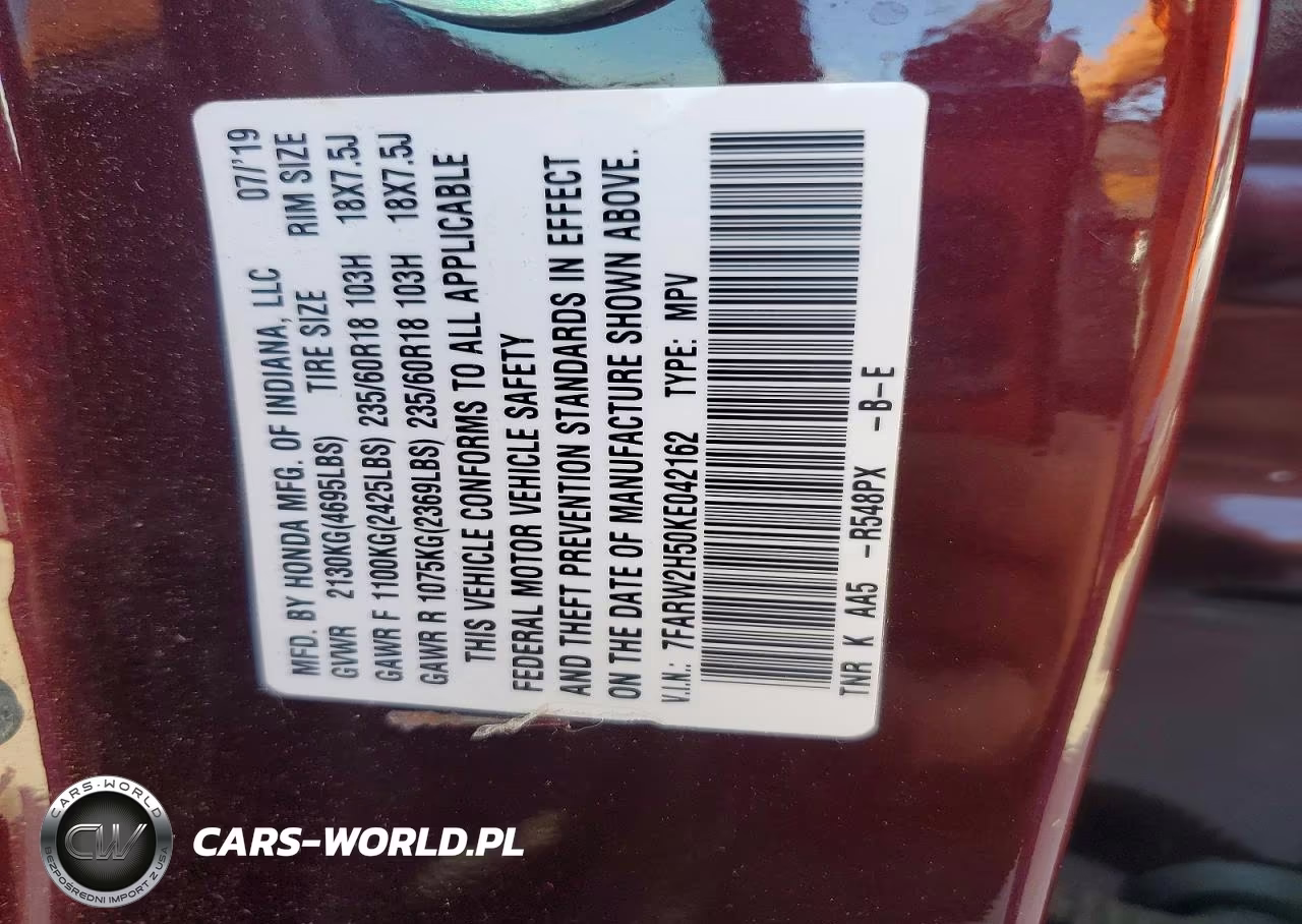 2019 Honda Cr-V Ex VIN:7FARW2H50KE042162 - 14