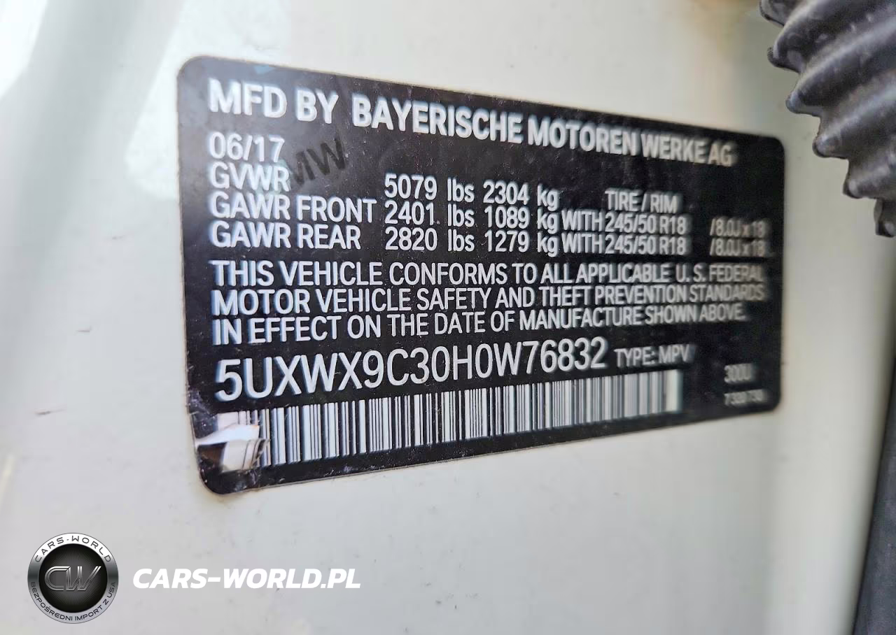 2017 BMW X3 xDrive28I VIN:5UXWX9C30H0W76832 - 12