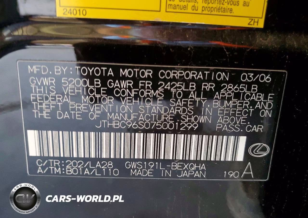 2007 Lexus Gs 450H VIN:JTHBC96S075001299 - 12