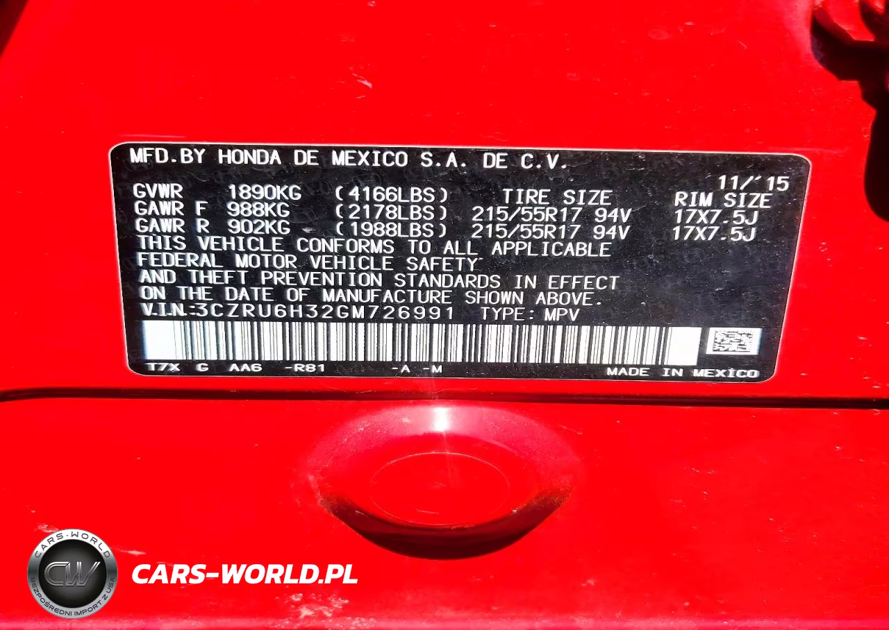 2016 Honda Hr-V Lx VIN:3CZRU6H32GM726991 - 13
