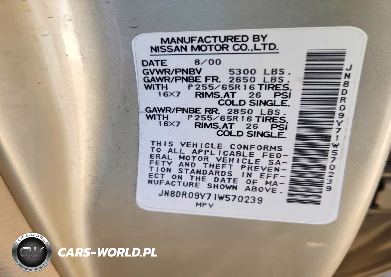2001 Nissan Pathfinder Se VIN:JN8DR09Y71W570239 - 12
