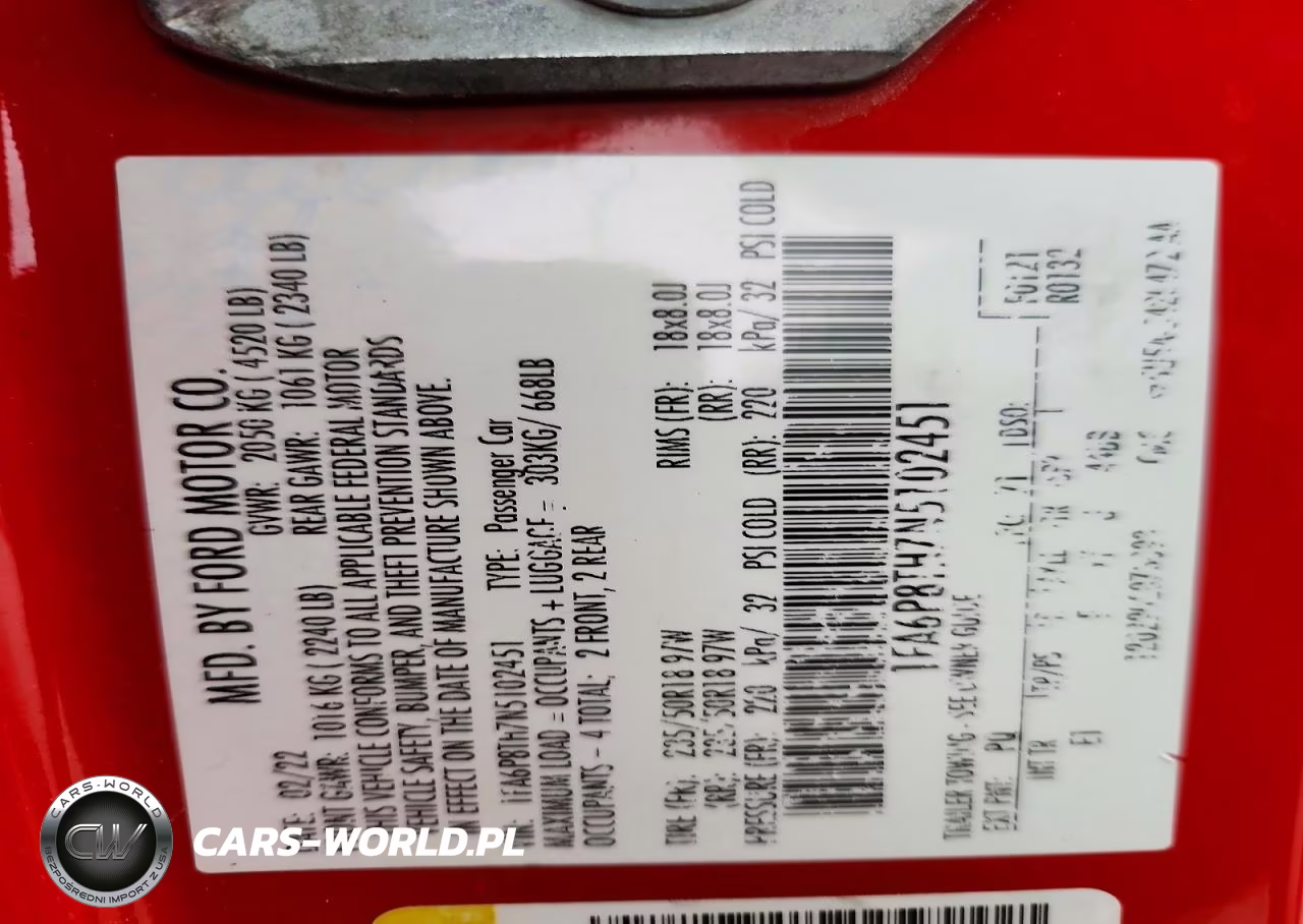 2022 Ford Mustang VIN:1FA6P8TH7N5102451 - 12
