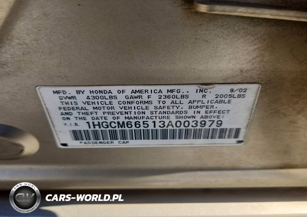 2003 Honda Accord Ex VIN:1HGCM66513A003979 - 13