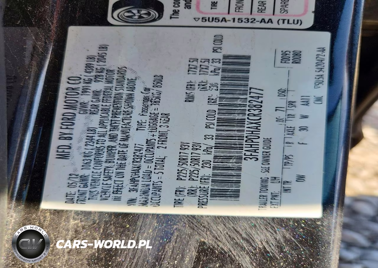 2012 Ford Fusion Se VIN:3FAHP0HAXCR382477 - 12