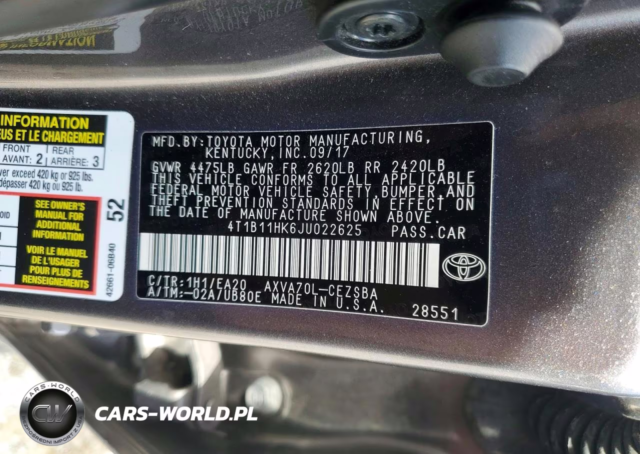 2018 Toyota Camry Se VIN:4T1B11HK6JU022625 - 12