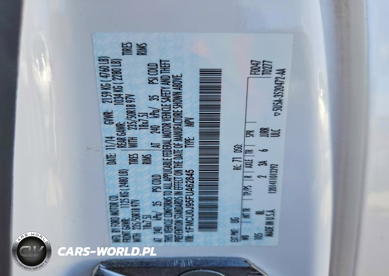 2015 Ford Escape Titanium VIN:1FMCU0J95FUA62845 - 13