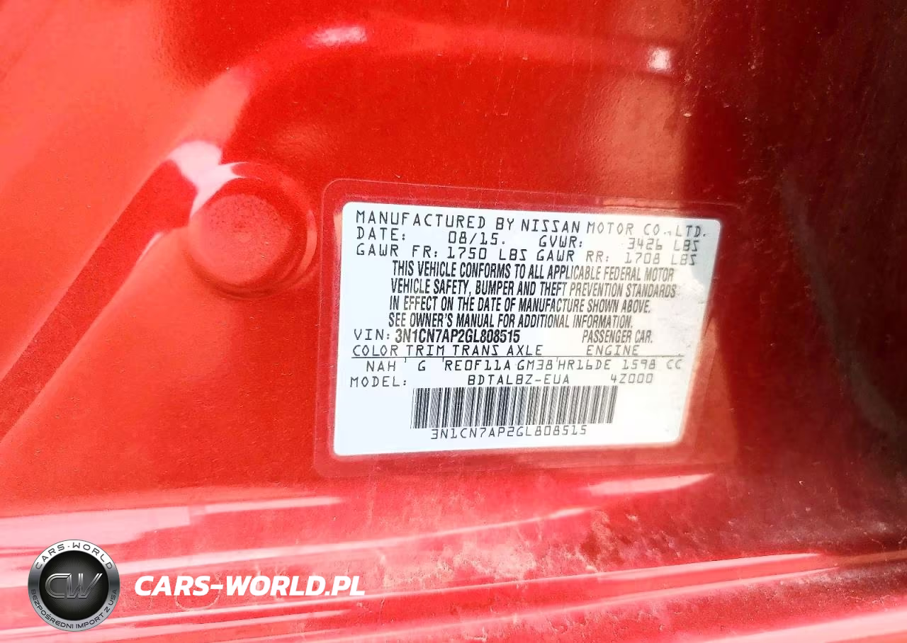 2016 Nissan Versa 1.6 Sv VIN:3N1CN7AP2GL808515 - 13