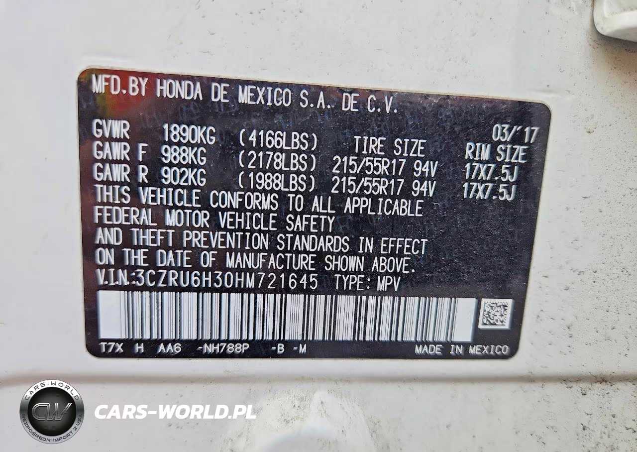 2017 Honda Hr-V Lx VIN:3CZRU6H30HM721645 - 14