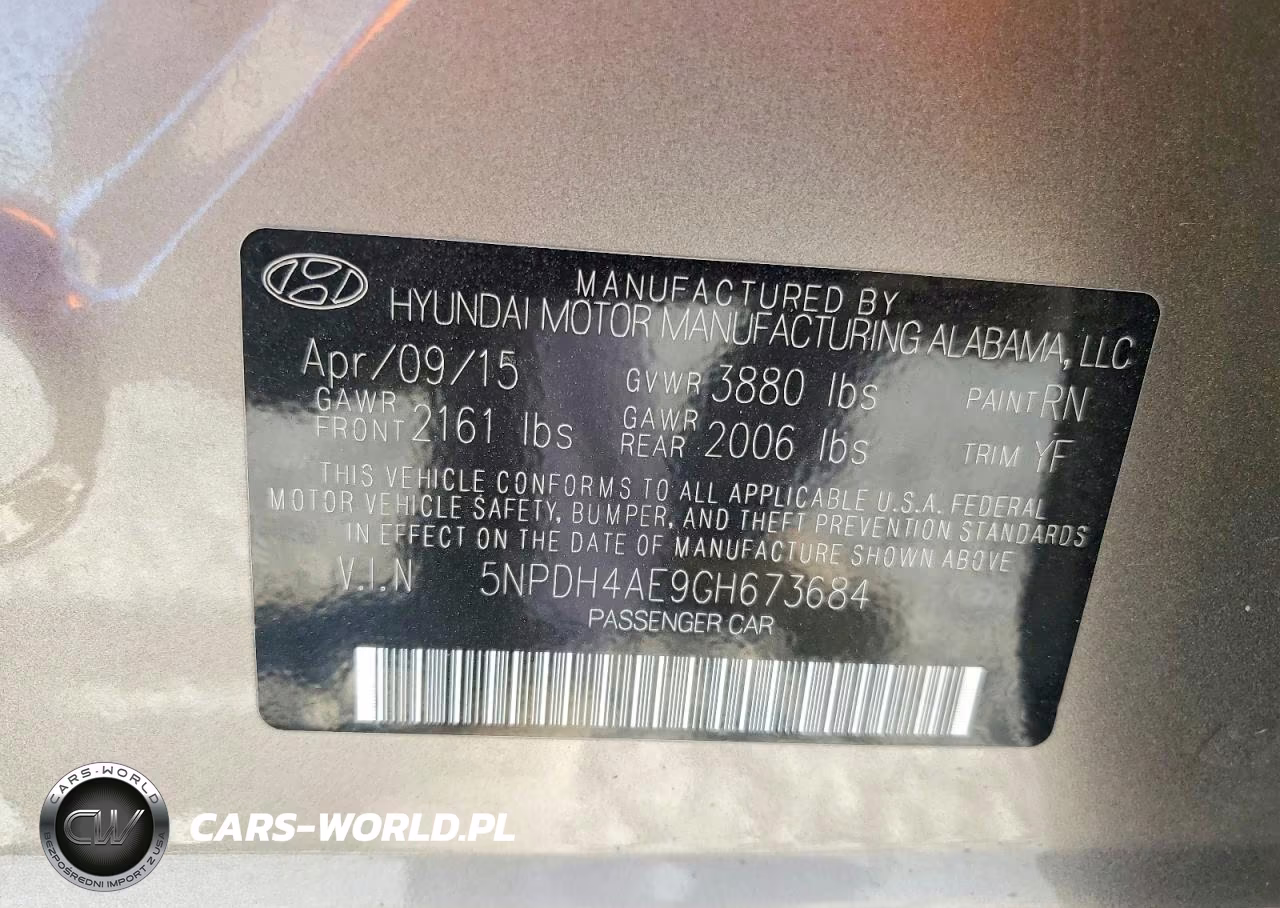 2016 Hyundai Elantra Value Edition VIN:5NPDH4AE9GH673684 - 12